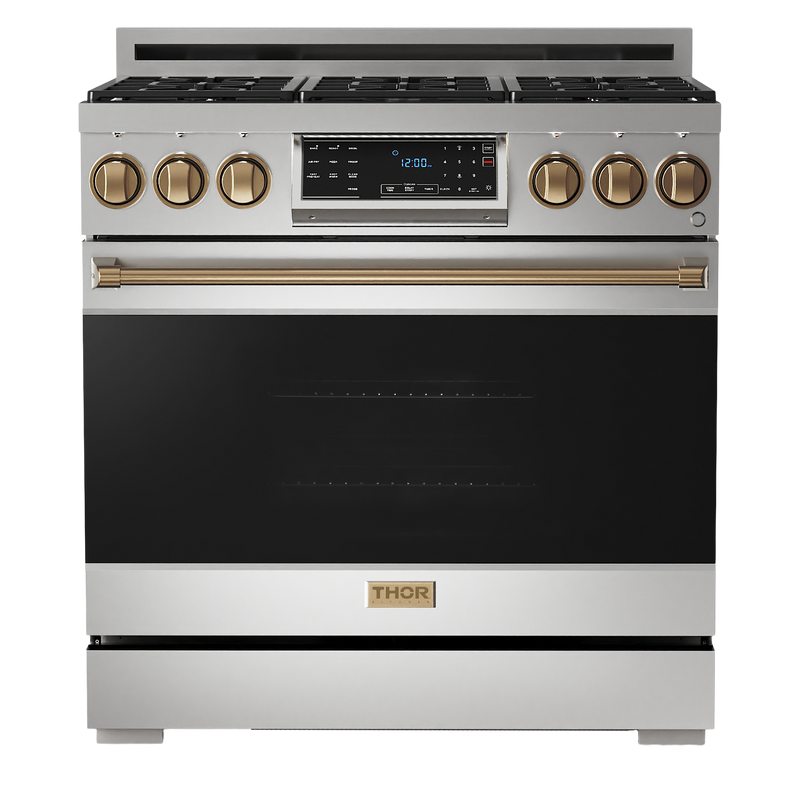 Gordon Ramsay by THOR Kitchen 36" 6.0 cu. ft. Professional Natural Gas Range with Tilt Panel Touch Control, Self-Clean and Air Fry in Stainless Steel, RSG36