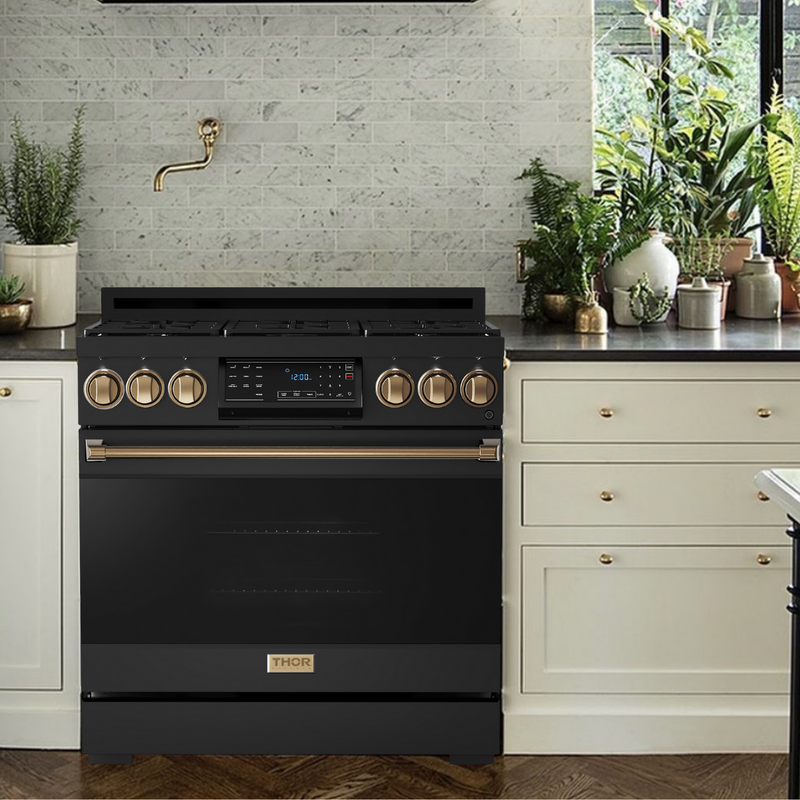 Gordon Ramsay by THOR Kitchen 36" 6.0 cu. ft. Professional Natural Gas Range with Tilt Panel Touch Control, Self-Clean and Air Fry in Stainless Steel, RSG36B