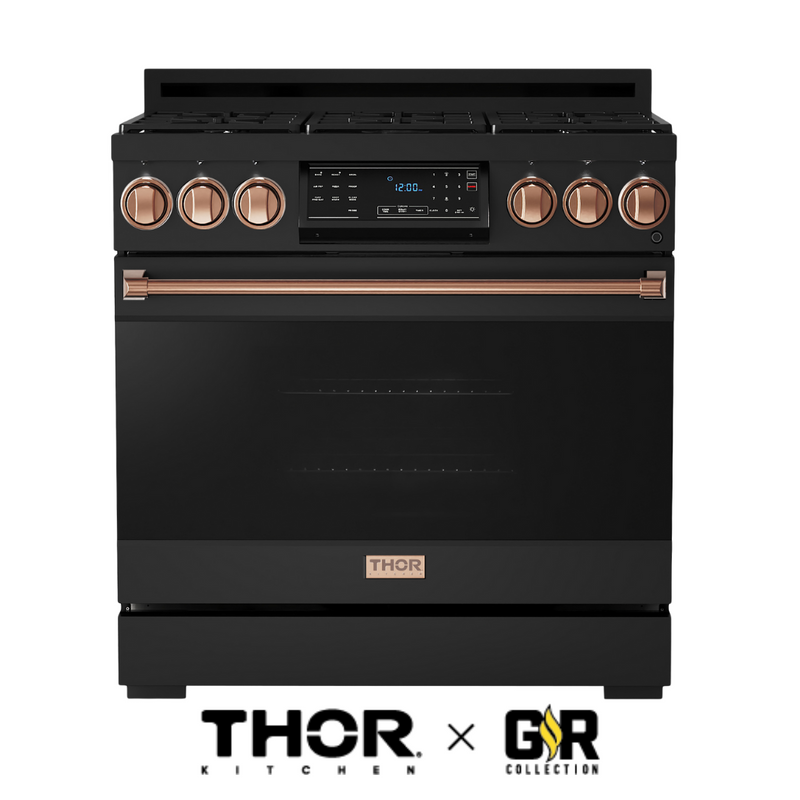 Gordon Ramsay by THOR Kitchen 36" 6.0 cu. ft. Professional Natural Gas Range with Tilt Panel Touch Control, Self-Clean and Air Fry in Stainless Steel, RSG36B