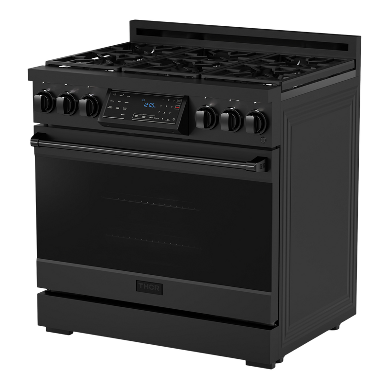 Gordon Ramsay by THOR Kitchen Package - 36" Gas Range, 36" Refrigerator with Ice Maker and Dishwasher in Stainless Steel, AP-RSG36B-2