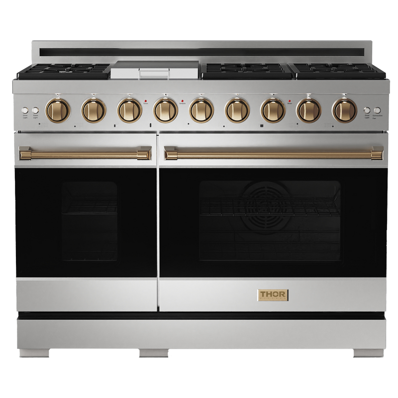 Gordon Ramsay by THOR Kitchen Package - 48" Gas Range, 30" Refrigerator with Ice Maker and Dishwasher in Stainless Steel, AP-RSG48E-1