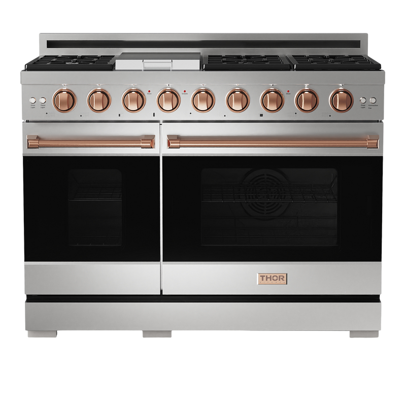 Gordon Ramsay by THOR Kitchen Package - 48" Gas Range, 30" Refrigerator with Ice Maker and Dishwasher in Stainless Steel, AP-RSG48E-1