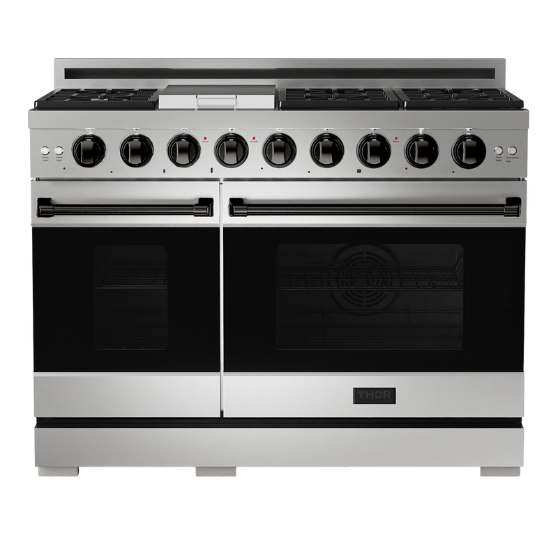 Gordon Ramsay by THOR Kitchen Package - 48" Gas Range, 30" Refrigerator with Ice Maker and Dishwasher in Stainless Steel, AP-RSG48E-1