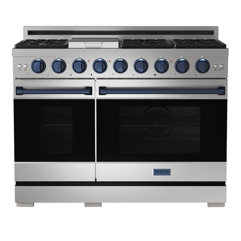 Gordon Ramsay by THOR Kitchen Package - 48" Gas Range, 30" Refrigerator with Ice Maker and Dishwasher in Stainless Steel, AP-RSG48E-1