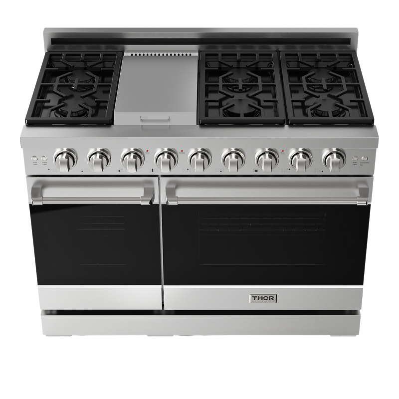 Gordon Ramsay by THOR Kitchen 48" 6.8 cu. ft. Professional Natural Gas Range in Stainless Steel, RSG48E