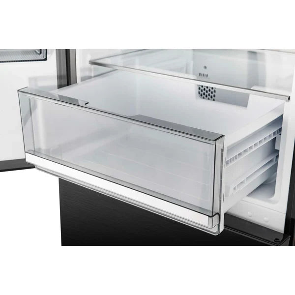 Custodia 48" Bottom Freezer combo, 20.6 cf., Ice Maker, Total No frost, Black, Antique Brass handles