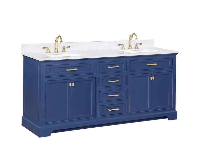 Design Element Milano 72" Double Sink Vanity - Blue ML-72-BLU