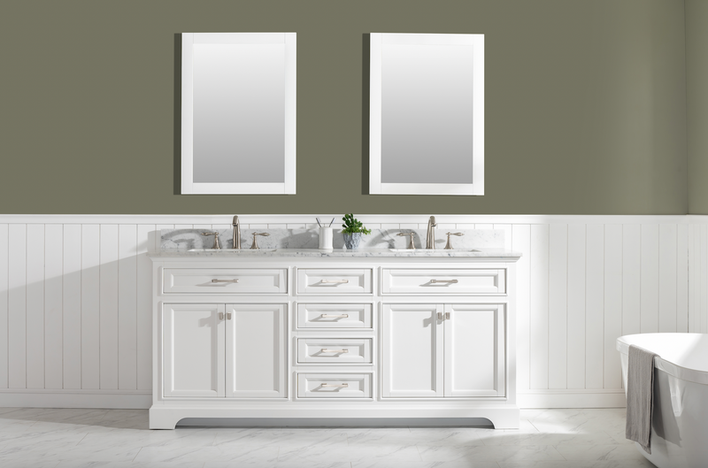 Design Element Milano 72" Double Sink Vanity - White ML-72-WT