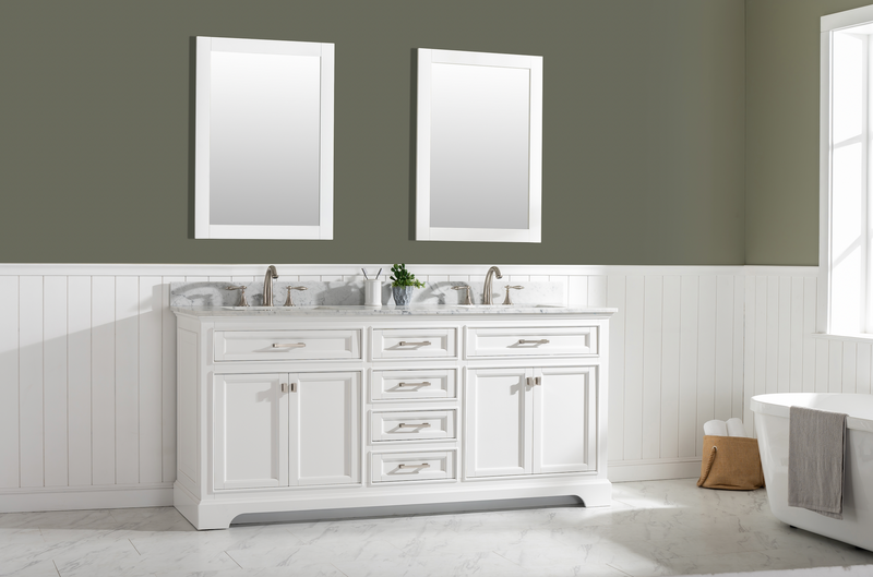 Design Element Milano 72" Double Sink Vanity - White ML-72-WT