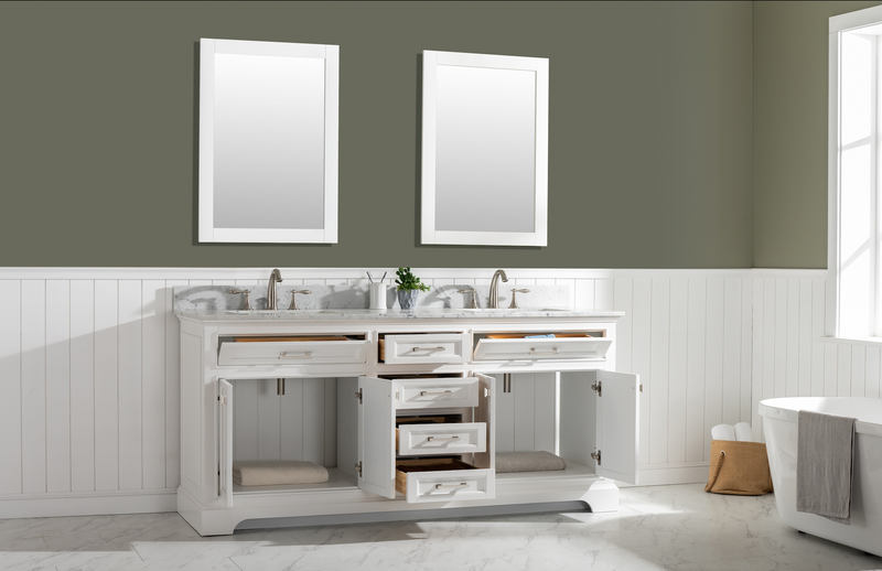 Design Element Milano 72" Double Sink Vanity - White ML-72-WT