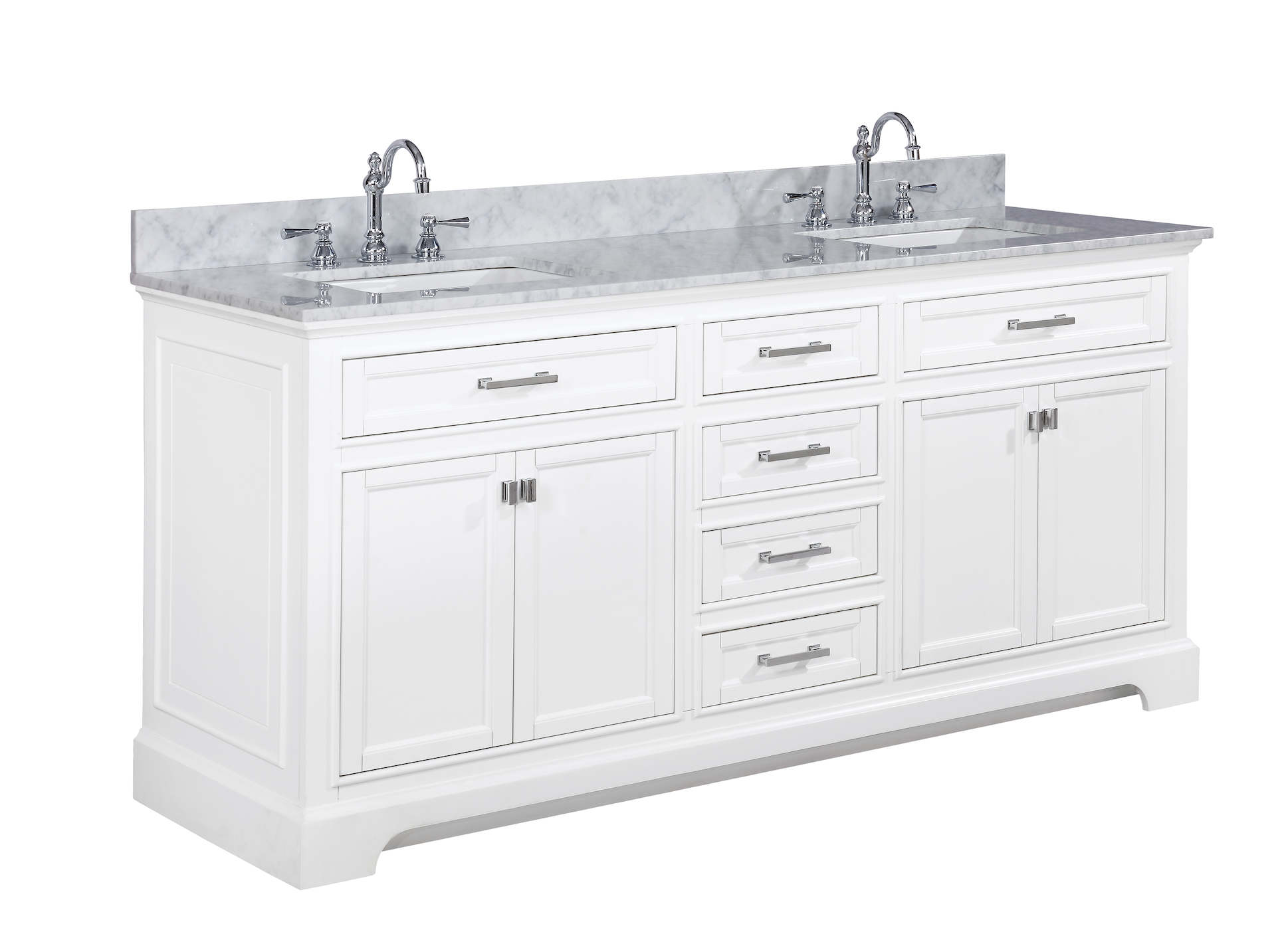 Design Element Milano 72" Double Sink Vanity - White ML-72-WT