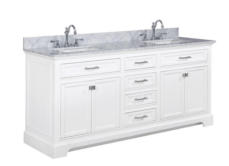 Design Element Milano 72" Double Sink Vanity - White ML-72-WT