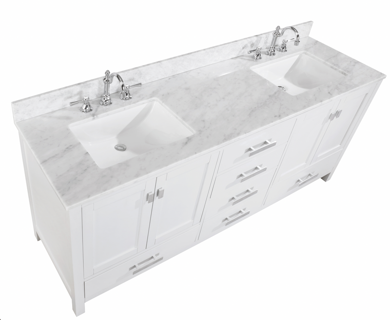 Design Element Milano 72" Double Sink Vanity - White ML-72-WT