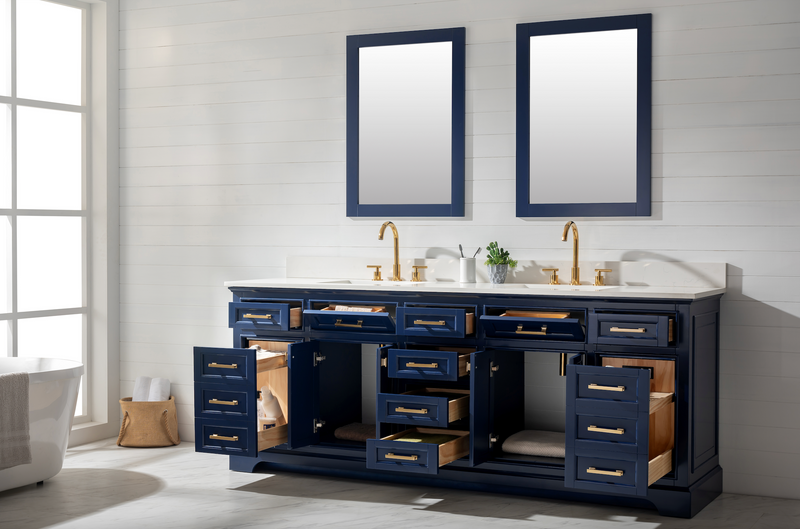 Design Element Milano 84" Double Sink Vanity - Blue ML-84-BLU