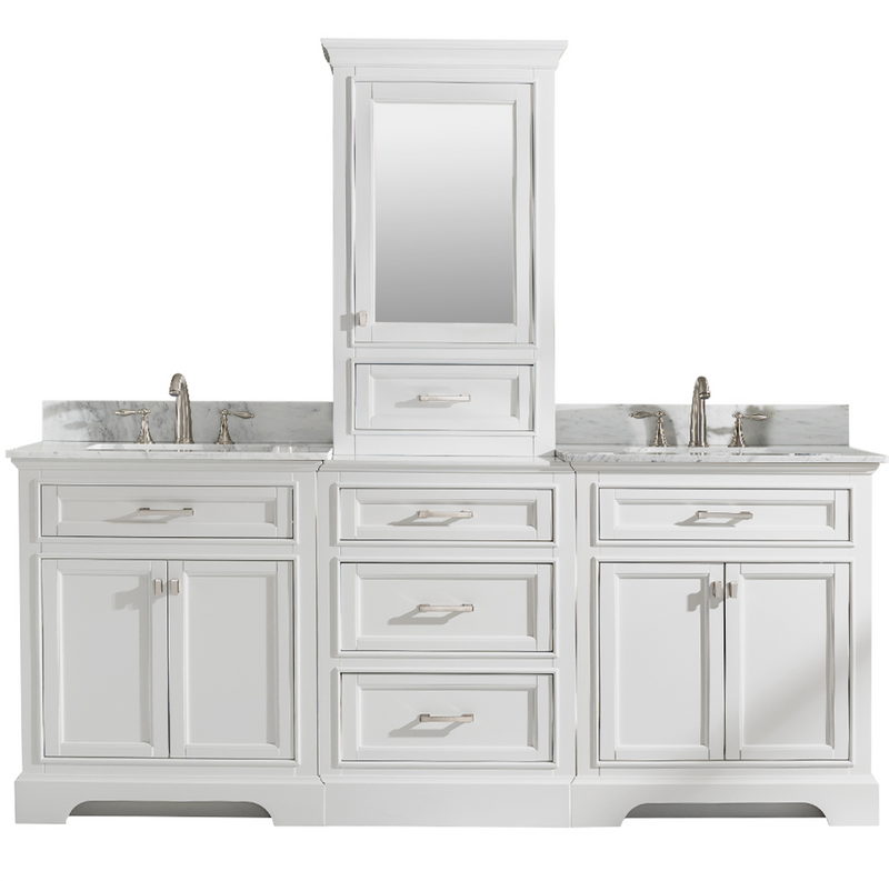 Design Element Milano 84" Double Sink Modular Vanity Set - White ML-84MC-WT