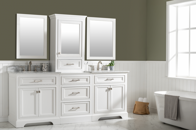 Design Element Milano 84" Double Sink Modular Vanity Set - White ML-84MC-WT