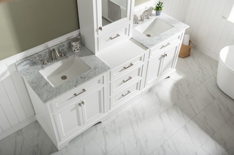 Design Element Milano 84" Double Sink Modular Vanity Set - White ML-84MC-WT