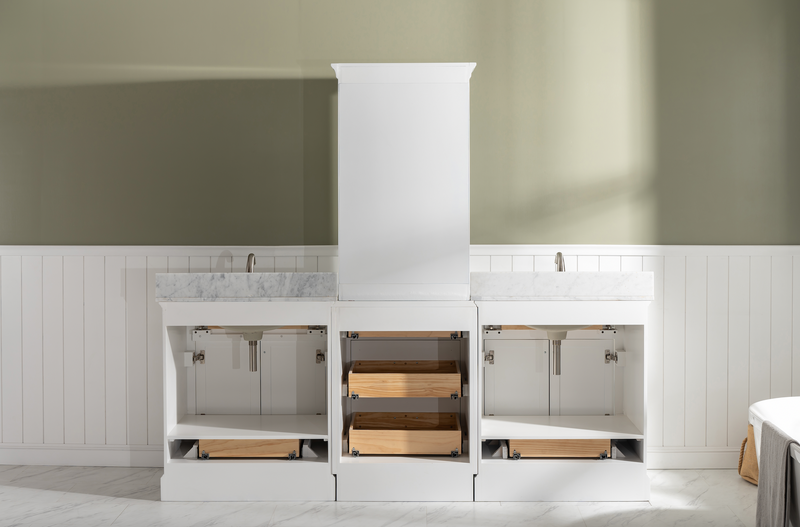 Design Element Milano 84" Double Sink Modular Vanity Set - White ML-84MC-WT