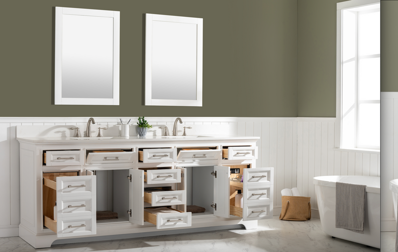 Design Element Milano 84" Double Sink Vanity - White ML-84-WT