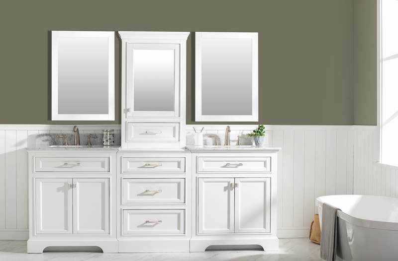 Design Element Milano 96" Double Sink Modular Vanity Set - White ML-96MC-WT