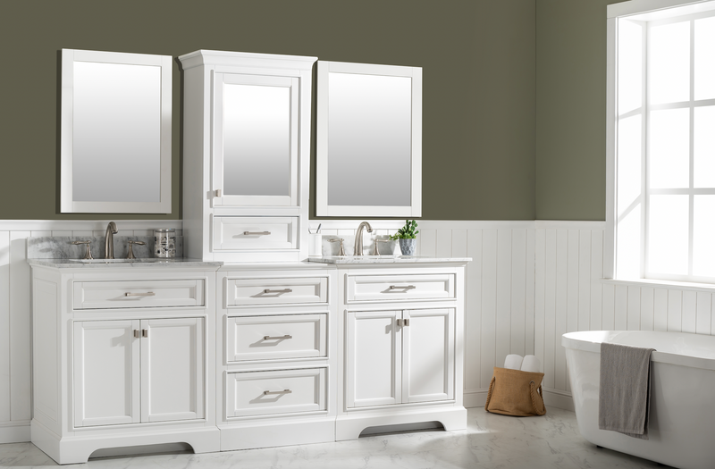 Design Element Milano 96" Double Sink Modular Vanity Set - White ML-96MC-WT