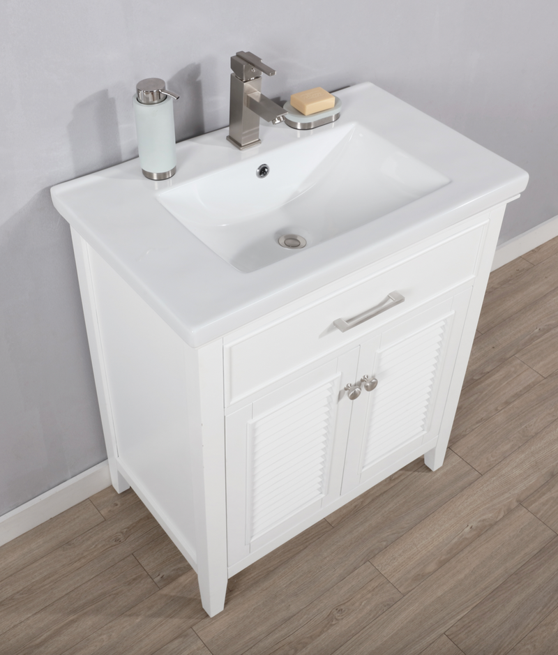 Design Element Cameron 30" Single Sink Vanity In White S09-30-WT