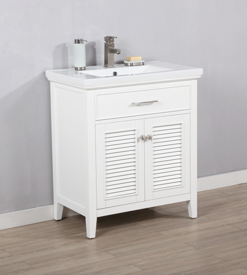 Design Element Cameron 30" Single Sink Vanity In White S09-30-WT