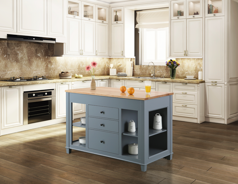 Design Element Medley 54 In. Kitchen Island With Slide Out Table - Gray KD-01-GY