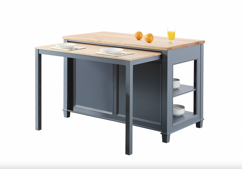 Design Element Medley 54 In. Kitchen Island With Slide Out Table - Gray KD-01-GY