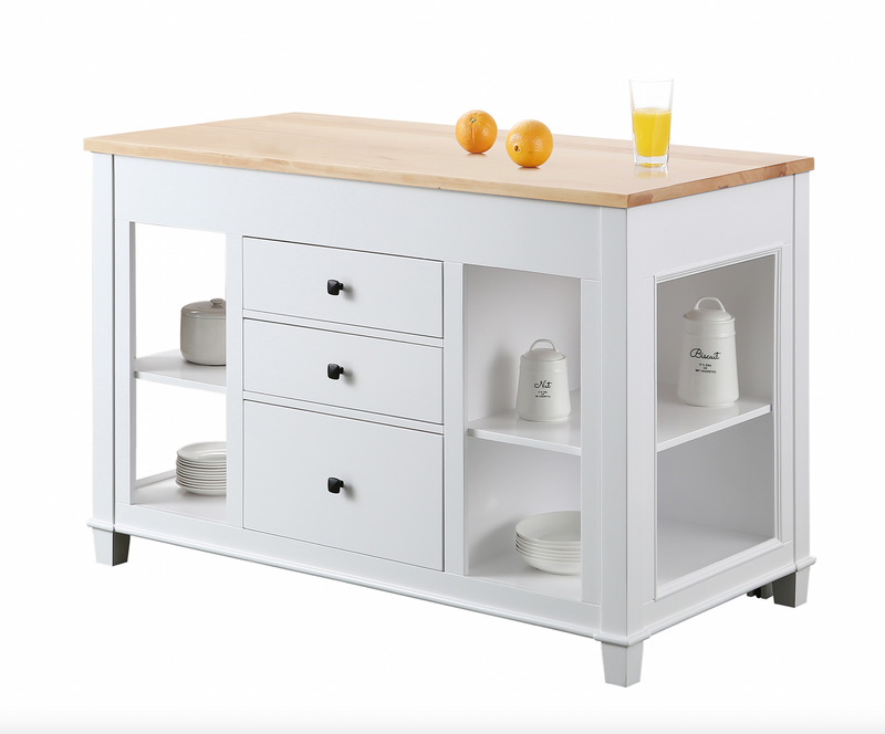 Design Element Medley 54 In. Kitchen Island With Slide Out Table - White KD-01-W