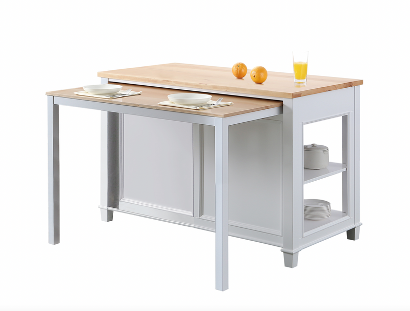 Design Element Medley 54 In. Kitchen Island With Slide Out Table - White KD-01-W