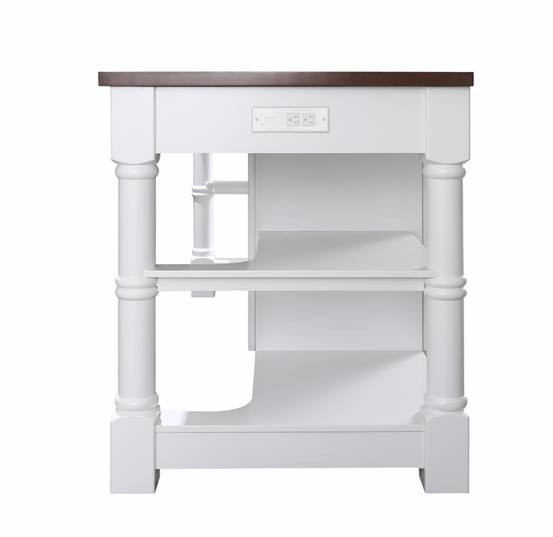 Design Element Monterey 80 In. Kitchen Island In White Cabinet Finish And Wood Countertop KD-03-80-W-WD