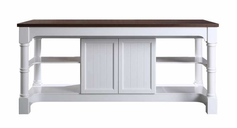 Design Element Monterey 80 In. Kitchen Island In White Cabinet Finish And Wood Countertop KD-03-80-W-WD