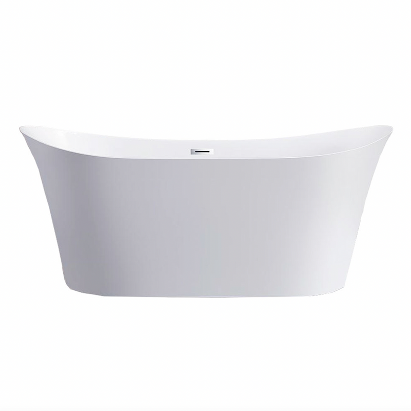 Design Element 71" Acrylic Center Drain Oval Double Ended Flatbottom Freestanding Bathtub In Glossy White TB-272