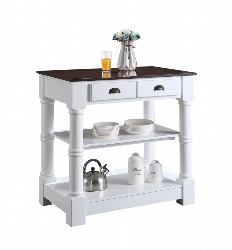 Design Element Monterey 36 In. Kitchen Island - Espresso Finish - White KD-03-36-WD