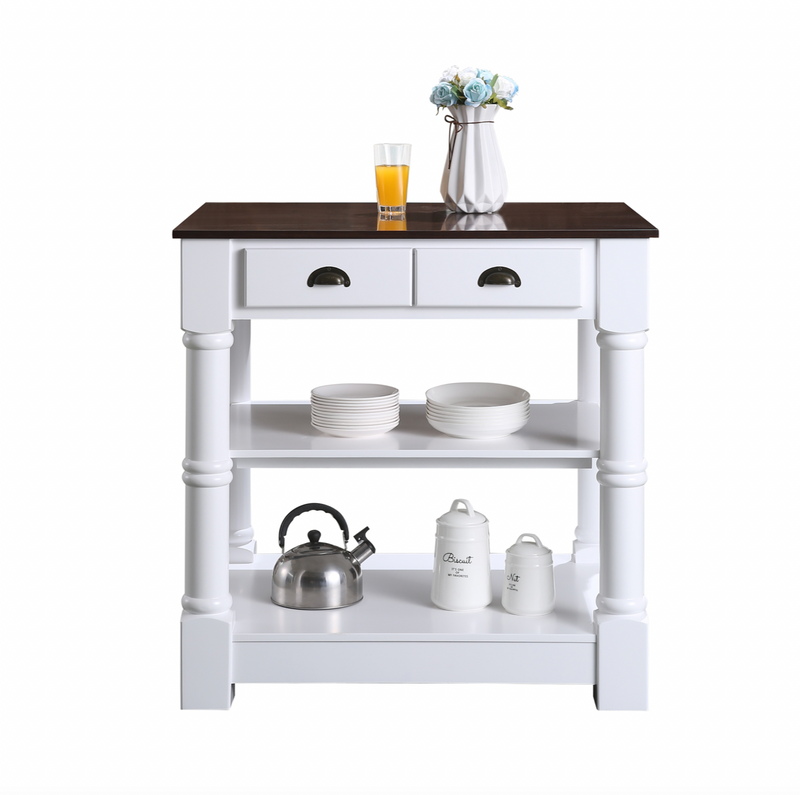 Design Element Monterey 36 In. Kitchen Island - Espresso Finish - White KD-03-36-WD