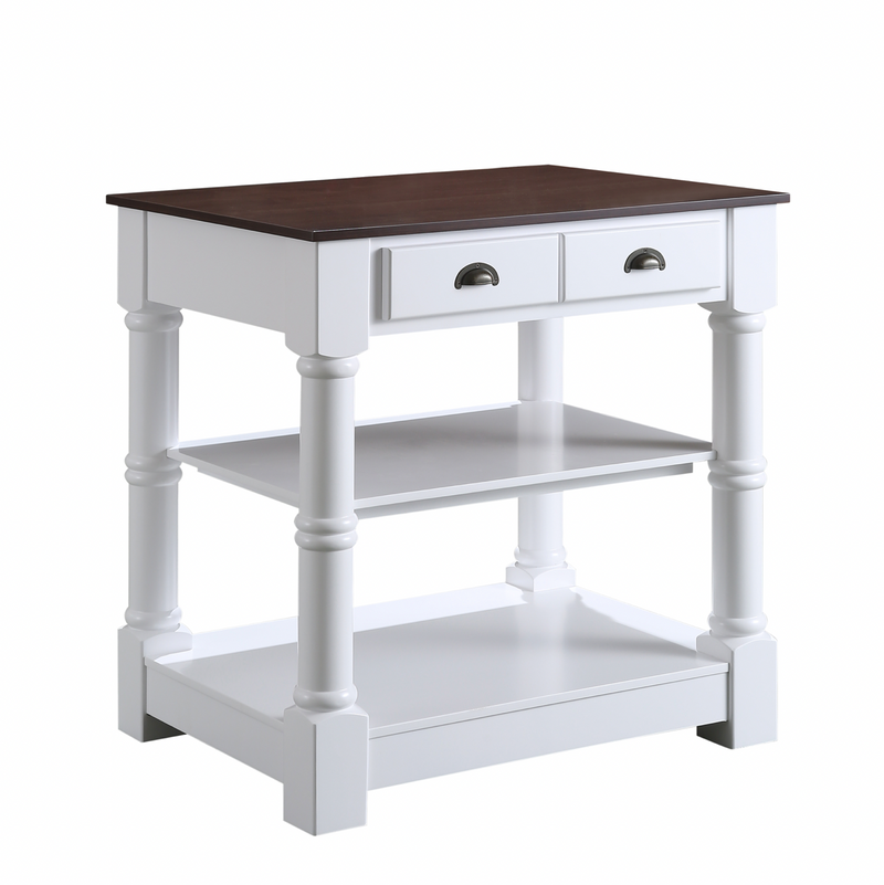 Design Element Monterey 36 In. Kitchen Island - Espresso Finish - White KD-03-36-WD