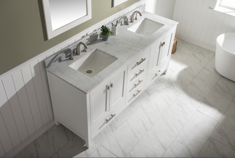 Design Element Valentino 72" Double Sink Vanity - White V01-72-WT