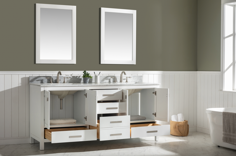 Design Element Valentino 72" Double Sink Vanity - White V01-72-WT