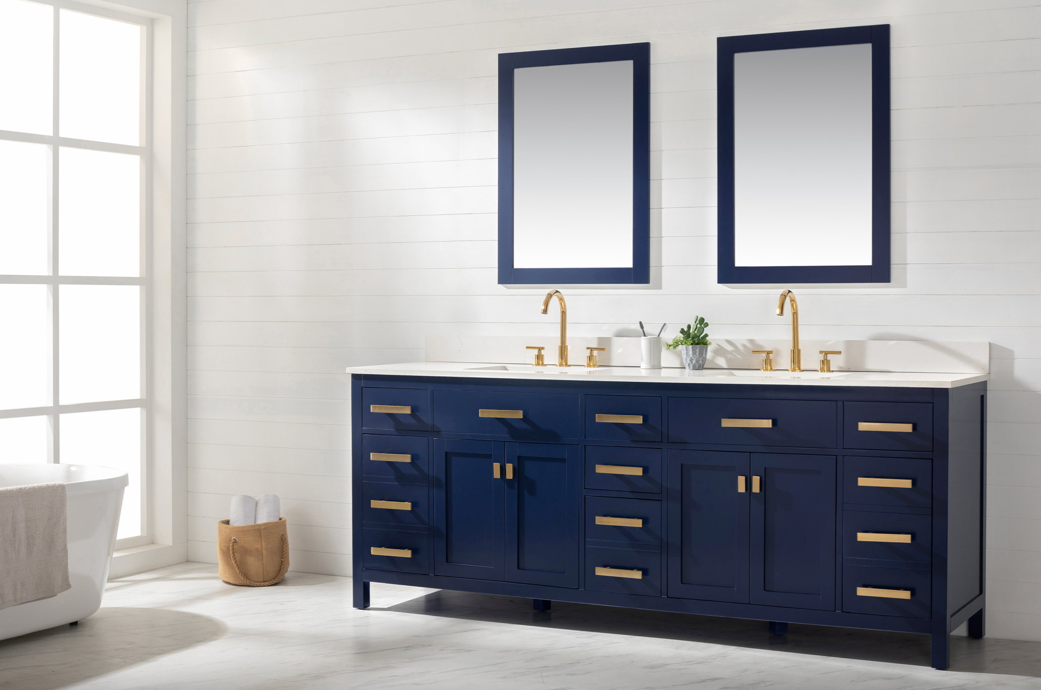 Design Element Valentino 84" Double Sink Vanity - Blue V01-84-BLU