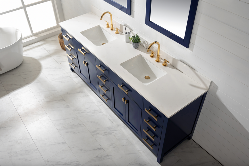 Design Element Valentino 84" Double Sink Vanity - Blue V01-84-BLU