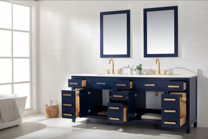 Design Element Valentino 84" Double Sink Vanity - Blue V01-84-BLU