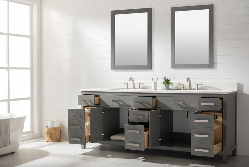 Design Element Valentino 84" Double Sink Vanity - Gray V01-84-GY