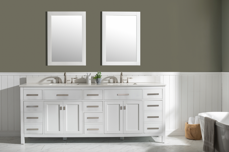 Design Element Valentino 84" Double Sink Vanity In White V01-84-WT