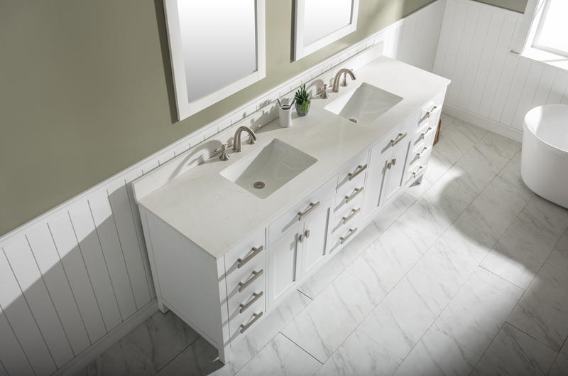 Design Element Valentino 84" Double Sink Vanity In White V01-84-WT