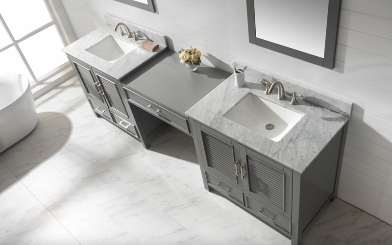 Design Element Estate 102" Double Sink Bathroom Vanity Modular Set - Gray ES-102MC-GY