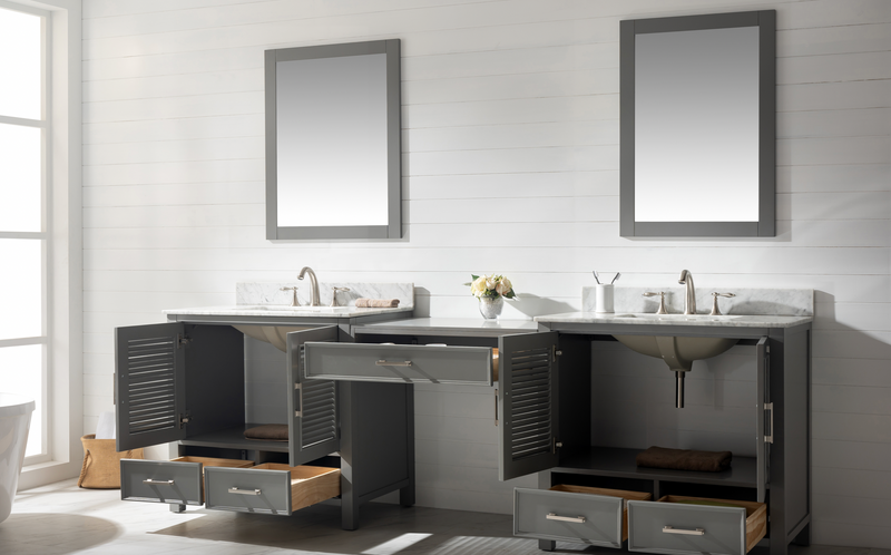 Design Element Estate 102" Double Sink Bathroom Vanity Modular Set - Gray ES-102MC-GY