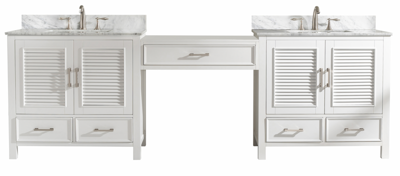 Design Element Estate 102" Double Sink Bathroom Vanity Modular Set - White ES-102MC-WT