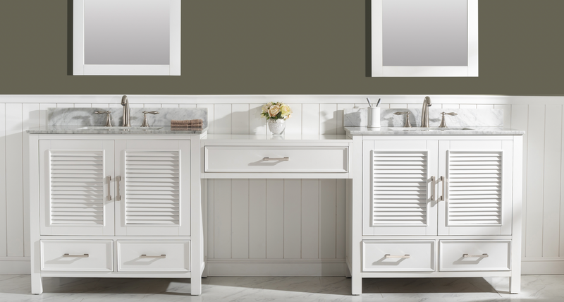 Design Element Estate 102" Double Sink Bathroom Vanity Modular Set - White ES-102MC-WT