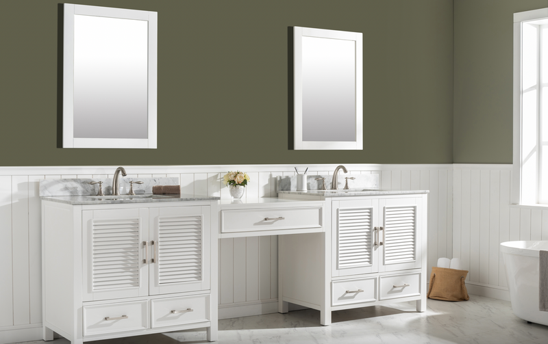 Design Element Estate 102" Double Sink Bathroom Vanity Modular Set - White ES-102MC-WT